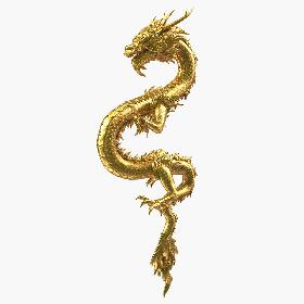 3D Golden Chinese Dragon Zodiac Sign